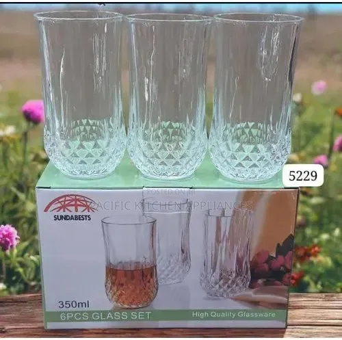 Sundabests 350ml Whiskey Crystal Tall Glass Set (6 pcs) - 1
