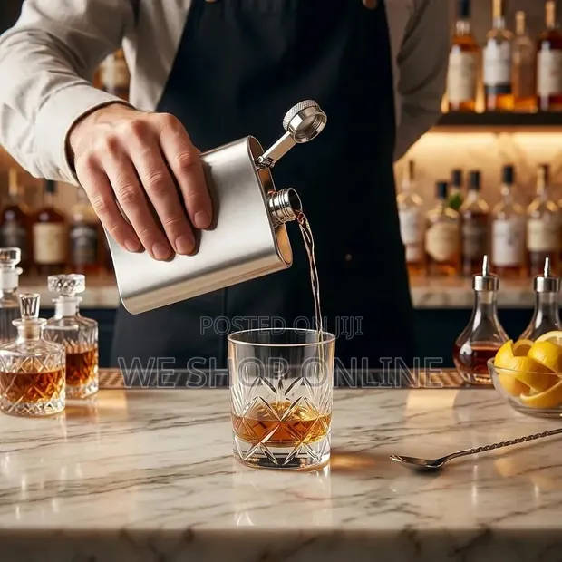 177ml Stainless Steel Silver Hip Flask - 1