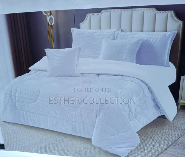Seti ya Duvet Nyeupe ya Silk Ubora Mzito - Vipande 6 - 1