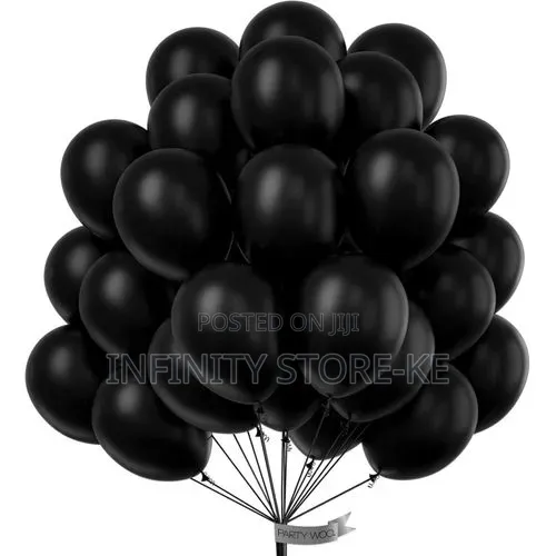 100 Black Latex Balloons - 1