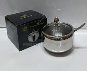 Stainless Steel Sugar Dish with Glass Lid