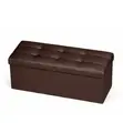 110cm Folding Storage Ottoman Bench - Brown - 1