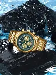 Poedagar 960 Luxury Chronograph Watch (Gold & Green) - Brand New - 2