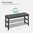 Padded Shoe Storage Bench - Dark Grey and Black - 2