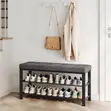 Padded Shoe Storage Bench - Dark Grey and Black - 3