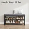 Padded Shoe Storage Bench - Dark Grey and Black - 4