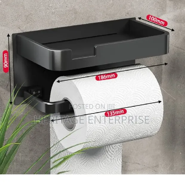 Waterproof Wall Adhesive Towel Holder & Tissue Rack - 1
