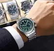 Poedagar 960 Luxury Chronograph Men's Watch (Silver & Green) - 2