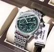 Poedagar 960 Luxury Chronograph Men's Watch (Silver & Green) - 3