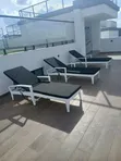 Adjustable White Sunloungers with Black Mattress - 2