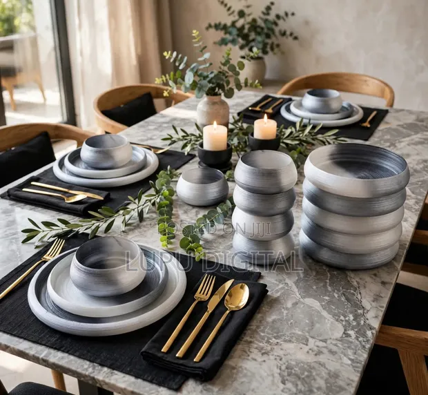 Smoky Grey Swirl Dinner Set - 1