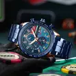 Curren 8410 Luxury Chronograph Men's Watch - Blue & Rose Gold - 1