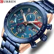 Curren 8410 Luxury Chronograph Men's Watch - Blue & Rose Gold - 2