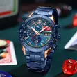 Curren 8410 Luxury Chronograph Men's Watch - Blue & Rose Gold - 3