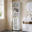 Tall White Storage Cabinet with Shelves and Door - 3