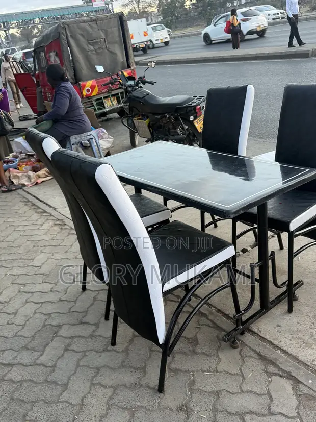 Restaurant and Bar Executive Chairs and Black 4x2 Table - 1