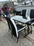 Viti vya Mkahawa na Baa na Meza Nyeusi ya 4x2 - 1