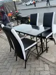 Viti vya Mkahawa na Baa na Meza Nyeusi ya 4x2 - 2