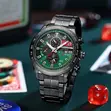 Curren 8410 Luxury Chronograph Men's Watch - Matte Black & Green - 1