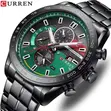 Curren 8410 Luxury Chronograph Men's Watch - Matte Black & Green - 2