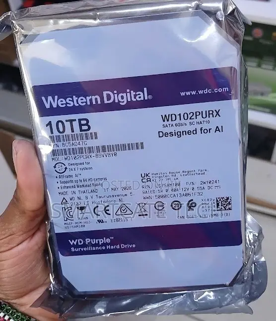 Western Digital WD Purple 10TB Hifadhi ya Kamera za Usalama - 1