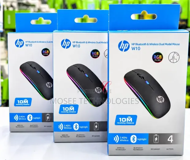 HP W10 Rechargeable Dual-Mode Bluetooth & Wireless Mouse - 1