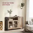 Sideboard ya Milango 3 na Rafu Wazi - Mbao Nyepesi na Nyeusi - 3