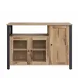 Sideboard ya Milango 3 na Rafu Wazi - Mbao Nyepesi na Nyeusi - 5