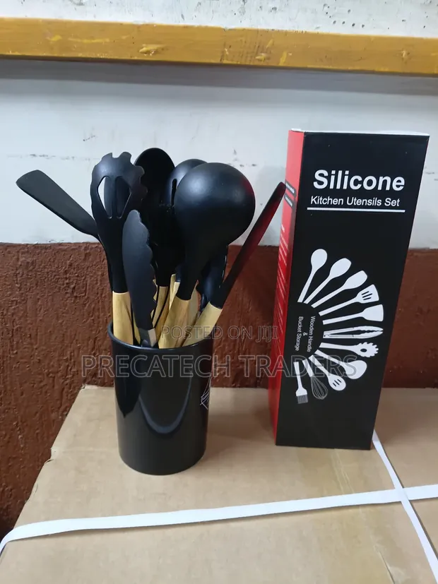 Set ya Vifaa vya Kupikia vya Silicone Nyeusi - Vipande 10 - 1
