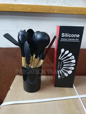 Set ya Vifaa vya Kupikia vya Silicone Nyeusi - Vipande 10