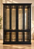 Kabati Refu la Kuonyesha Milango Minne - Ebony Finish - 1