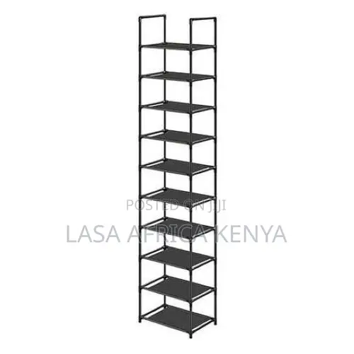 10-Tier Shoe Rack - Black - 1