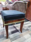 Mahogany Dressing Table Stool with Leather-Finish Seat - 1