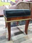 Mahogany Dressing Table Stool with Leather-Finish Seat - 3
