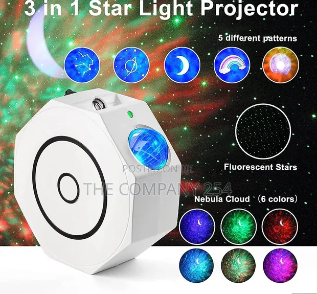 Octagon Star Galaxy Night Light Projector yenye Bluetooth - 1