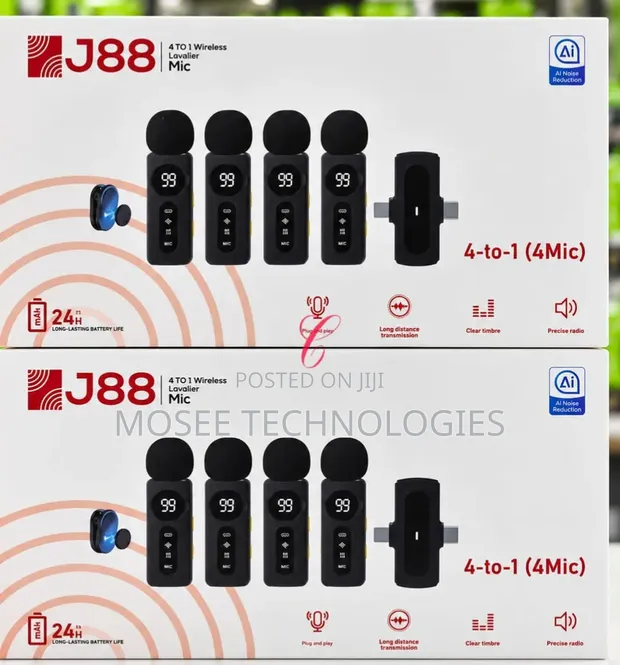 J88 4-in-1 Wireless Lavalier Microphone - 1