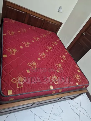 Solid Mvule Wood Queen Bed Frame + Silentnight Mattress