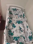 White Wooden Convertible Crib with Floral Bedding - 2