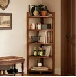 5-Tier Bamboo Corner Shelf Bookshelf - 1