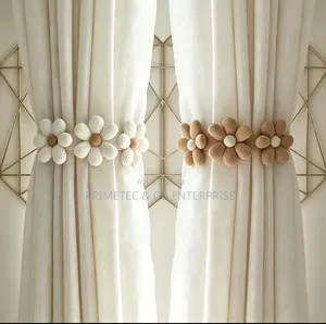 Boho Floral Tassel Curtain Tie Backs (White)