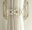 Boho Floral Tassel Curtain Tie Backs (White) - 3