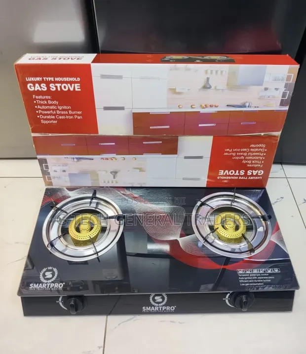 Smartpro Jiko la Gesi la Meza Likiwa na Burner Mbili na Kioo cha Tempered - 1