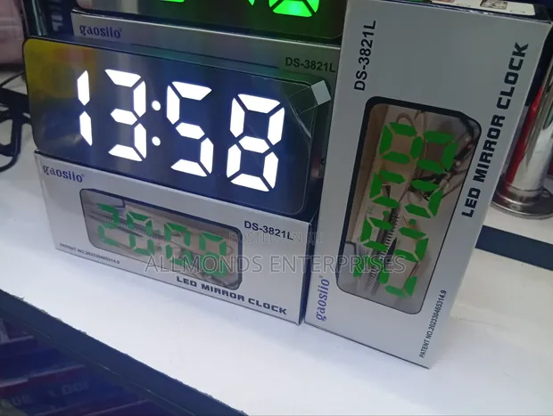Table Top LED Mirror Clock - Alarm Clock - 1