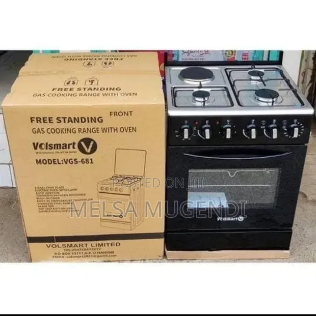 Volsmart 60x60 3 Gas Burners + 1 Electric Hot Plate Cooker with Oven - 1