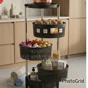 URK Rotatable 4-Tier Fruit Rack na Magurudumu