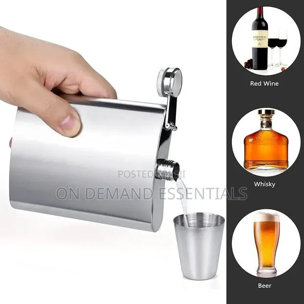 236ml Stainless Steel Silver Hip Flask - 1