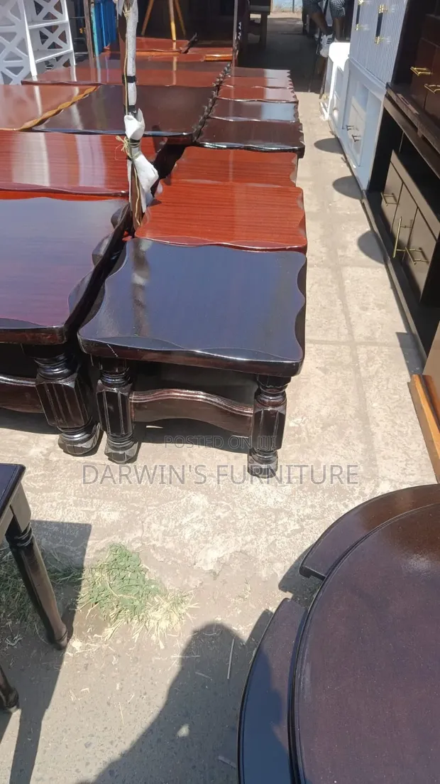 Dark Brown Mahogany Table Set - 1