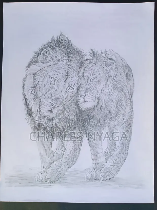Kindred Kings Graphite Pencil Drawing - 1