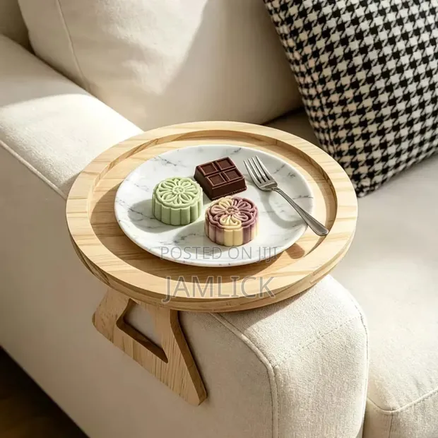 Foldable Bamboo Wood Armrest Tray - 1