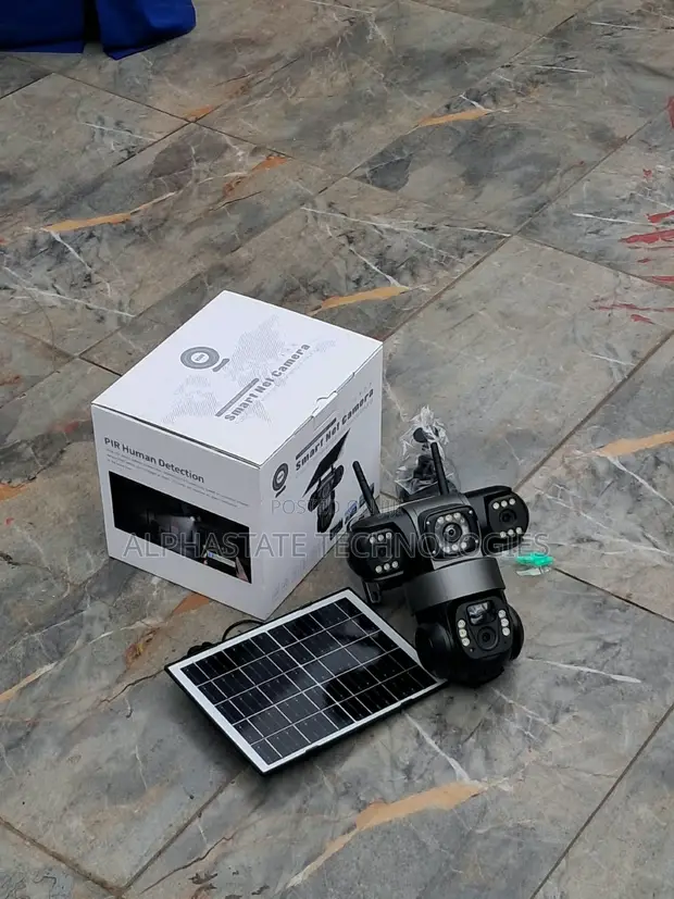 V380 Triple Lens Solar Outdoor CCTV Camera - 1